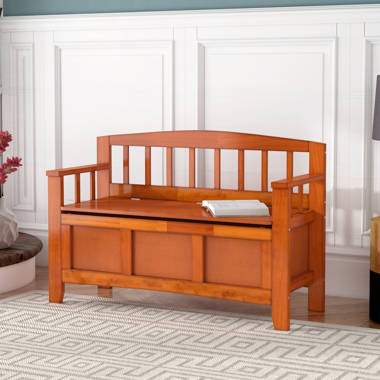 Alcott Hill Garrity 50 Slat Back Hidden Storage Wood Bench with